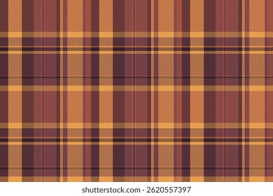 Folk tartan fabric textile, long background texture check. Length seamless vector pattern plaid in red and orange colors palette.