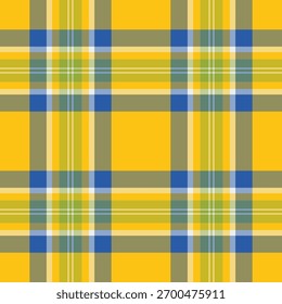 Tejido texturizado de Folk, hermoso patrón sin costuras de tartán. Fondo de cuadros de Vector en paleta de colores amarillos y brillantes.