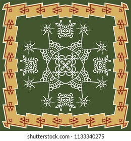 Folk Tribal Design, Motif, Wall Painting Vector Art Illustration