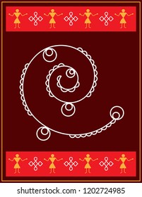 Folk, Tribal Design, Motif, Wall Painting Vector Art Illustration