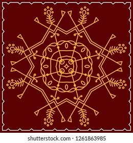 Folk, Tribal Design, Motif, Wall Painting Vector Art Illustration