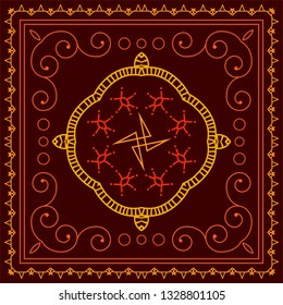 Folk, Tribal Design, Motif, Wall Painting Vector Art Illustration