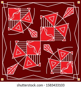 Folk, Tribal Design, Motif, Wall Painting Vector Art Illustration