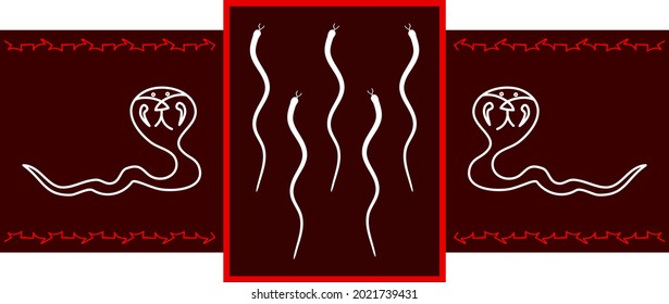 Folk, Tribal Design, Motif, Wall Painting Vector Art Illustration