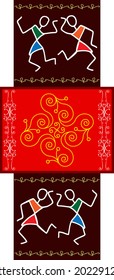 Folk, Tribal Design, Motif, Wall Painting Vector Art Illustration