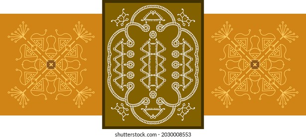 Folk, Design Tribal, Motivo, Pintura De Parede Vetor Arte Ilustração