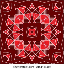 Folk, Tribal Design, Motif, Wall Painting Vector Art Illustration