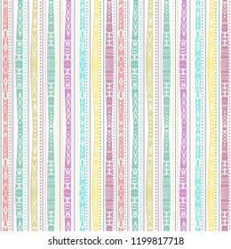 Folk tribal pattern, striped ethnic  elements perfect  for printing on paper or fabric,Vector illustration