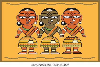 Folk Tribal Women Template Design with yellow backgrond.