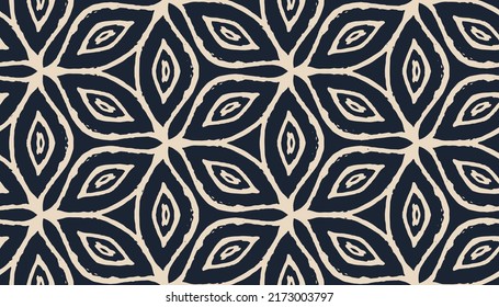 Vector popular Boho Rug. El Kaleidoscopio Gráfico de Coconut. Diseño abstracto de coco. Cerámica de obras de arte índigo. Moqueta de moda geométrica. Mosaico africano. Aparentemente Hippie Bohemian.