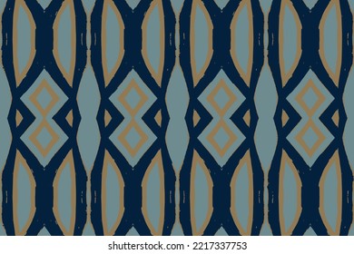 Folk Vector Ikat Boho Rug. Beige Blue Abstract Wallpaper. Indigo Graphic Artwork. Indigo Tapestry Handmade. Apparel Bohemian Hippie. Floral Design. Carpet Trendy Geometric.
