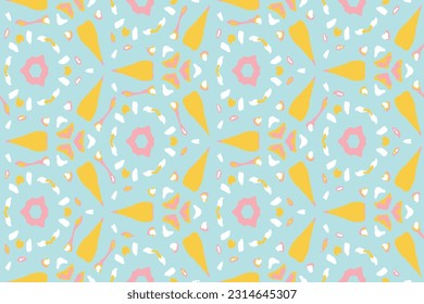 Folk Vector Ikat Print Boho. Blue Graphic Decoration. Carpet Trendy Bohemian. Pink Artwork Hand made. Yellow Abstract Design. Aztec Tapestry. Scarf Botanical Hippie.