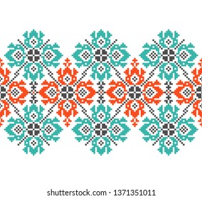 Folk vector seamless border. Traditional ornament.