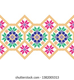 Folk vector seamless border. Traditional ornament.