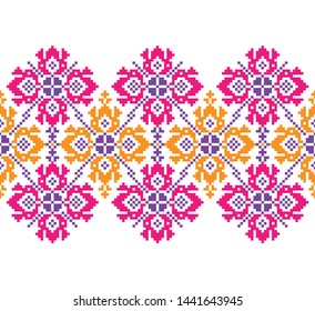 Folk vector seamless border. Traditional ornament.