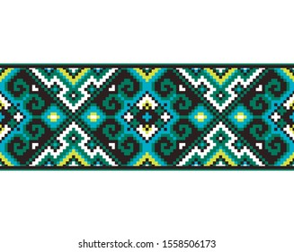Folk vector seamless border. Traditional ornament.