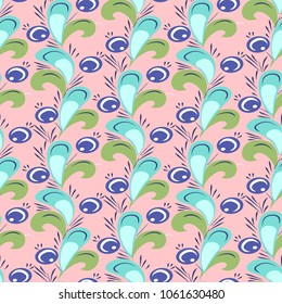 Folk vintage style flowers and floristic elements, seamless pattern