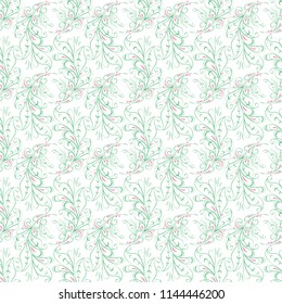 Folk vintage style flowers and floristic elements, seamless pattern