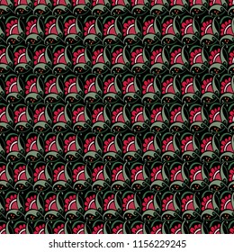 Folk vintage style flowers and floristic elements, seamless pattern