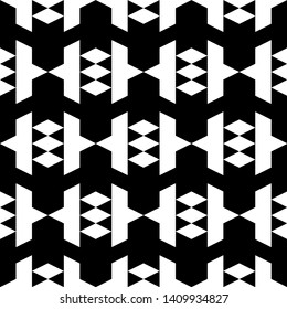 Folk wallpaper. Seamless pattern. Rhombuses, figures ornament. Ethnic motif. Simple shapes background. Geometric backdrop. Digital paper, textile print, web design, abstract.