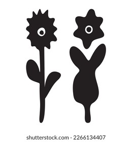 Folkart floraler Vektorgrafik Set . Botanische Kinder skandi Garten botanische Sammlung. 