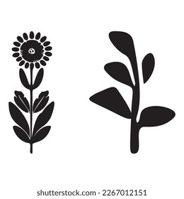 Folkart floraler Vektorgrafik Set . Botanische Kinder skandi Garten botanische Sammlung. 