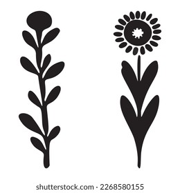 Ilustración de vector de flor folkart . Colección de botánicos de huertos de escándalo de niños botánicos. 
