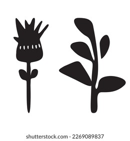 Ilustración de vector de flor folkart . Colección de botánicos de huertos de escándalo de niños botánicos. 
