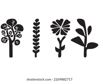 Ilustración de vector de flor folkart . Colección de botánicos de huertos de escándalo de niños botánicos. 