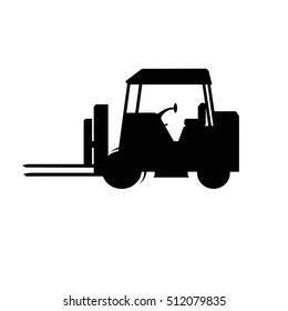folklift or loading car in black vector illustration