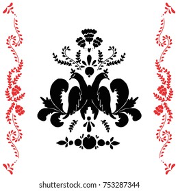 Folklore art, black and red, russian style 