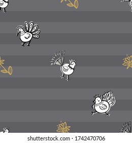 Folklore chicken farm seamless pattern. Perfect for menu and easter.