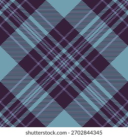Tartan de tecido de folclore, verificação de fundo de vetor clássico. Mockup tecido de textura sem costura xadrez na paleta de cores escuras e ciano.