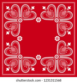 Folklore floral Nordic Scandinavian pattern vector frame. Ethnic craft ornament. Norwegian, Swedish and Danish embroidery style holiday decoration. Design for Valentine Day card or season greeting.