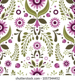Folklore floral ornament. Seamless pattern.