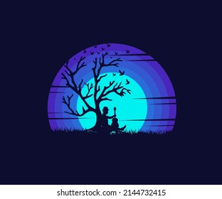 folklore illustration silhouette logo design