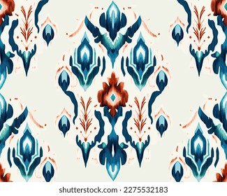 Folklore ornament ikat. Tribal ethnic vector textures. Seamless striped pattern in Aztec style. Folk embroidery. Indian, Scandinavian, Gypsy, Mexican, African carpet.