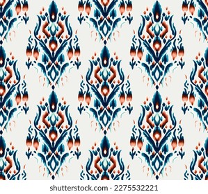 Folklore ornament ikat. Tribal ethnic vector textures. Seamless striped pattern in Aztec style. Folk embroidery. Indian, Scandinavian, Gypsy, Mexican, African carpet.