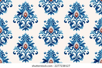 Folklore ornament ikat. Tribal ethnic vector textures. Seamless striped pattern in Aztec style. Folk embroidery. Indian, Scandinavian, Gypsy, Mexican, African carpet.