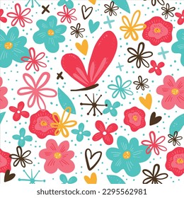 Aves de estilo folclórico e ilustraciones vectoriales de flores
