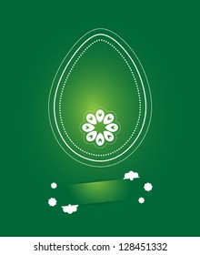 Folklore style Easter egg with green background.
