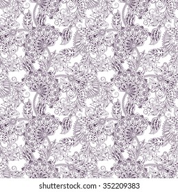 Folkloric Batik vector ornament. Ethnic Floral seamless pattern.