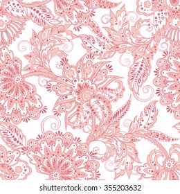 Folkloric Batik vector ornament. Ethnic Floral seamless pattern.