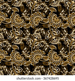 Folkloric Batik vector ornament. Ethnic Floral seamless pattern.