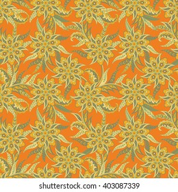 Folkloric Batik vector ornament. Ethnic Floral seamless pattern