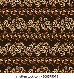 Folkloric Batik vector ornament. Ethnic Floral seamless pattern