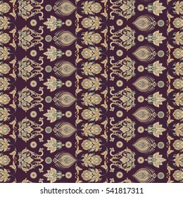 Folkloric Batik vector ornament. Ethnic Floral seamless pattern