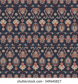 Folkloric Batik vector ornament. Ethnic Floral seamless pattern
