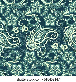 Ornamento folclórico del Vector Batik. Patrón sin fisuras étnico Paisley Floral.