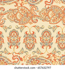 Folkloric Batik vector ornament. Ethnic Floral seamless pattern.